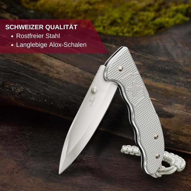Victorinox Evoke Alox Swiss Army Knife, Featuring a Foldable Blade with Thumb Stud and Lockback Mechanism - Silver - Image 5