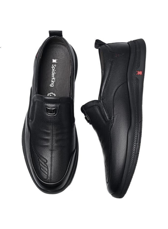 Spider King Men'S Slip-On Soft Bottom Lazy Shoes Middle-Aged Men'S Casual Leather Shoes 880181A Black Size 44 - Image 3