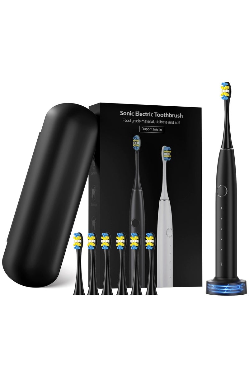 AirYoung فرشاة أسنان كهربائية - 5 أوضاع تنظيف ، 6 رؤوس فرشاة قابلة للاستبدال ، IPX7 مقاومة للماء ، ترقية قاعدة الشحن اللاسلكي - للمنزل والسفر - Image 1