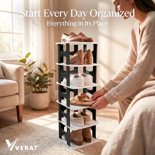 VERAT 6 Tier Shoes Rack/Foldable Shoe Rack/Adjustable Shoe Organizers/Shoe Rack Plastic/Shoe Stand Foldable/Multipurpose Footwear Stand for Home/Closet for Toys/Shoes/Slipers/Storage Organizer(Black) - Image 5