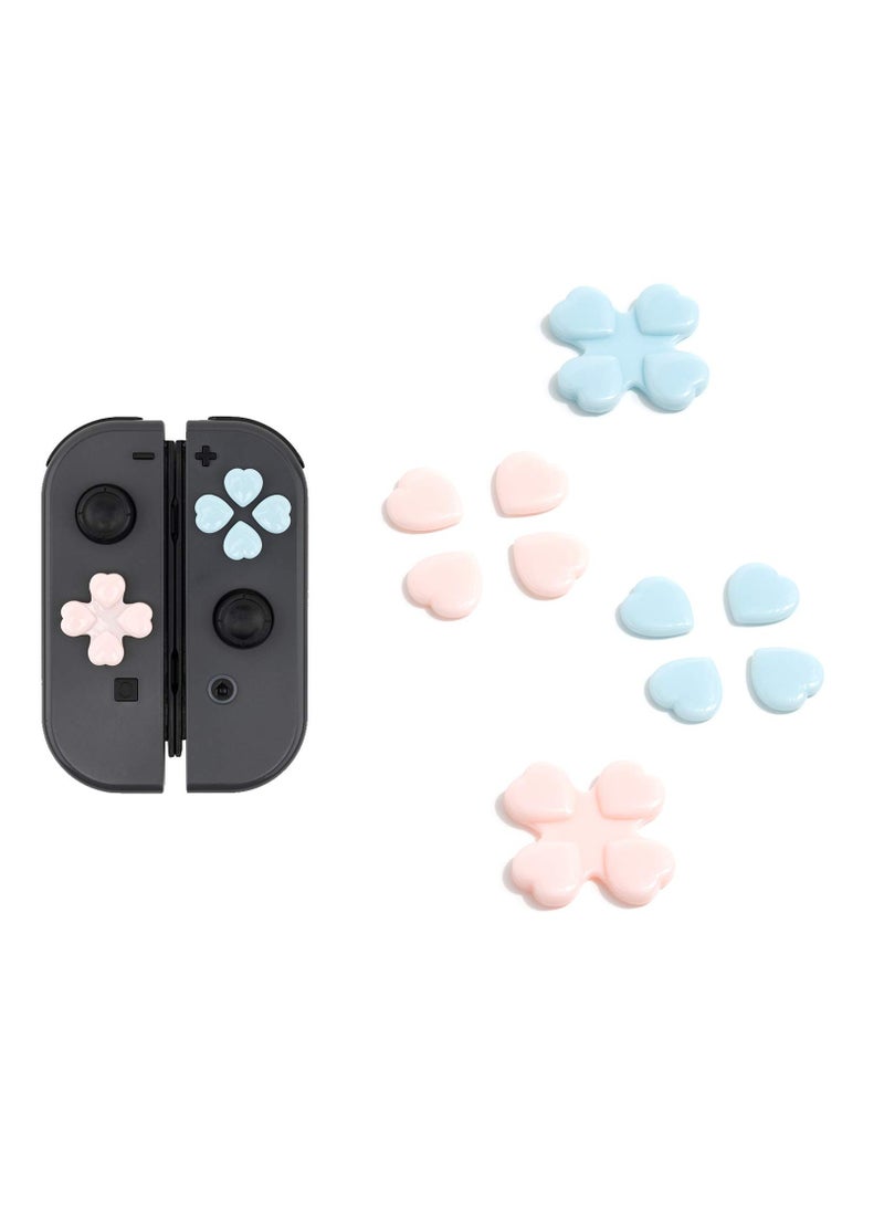 4PCS Heart Joystick Grip Caps for Nintendo Switch/OLED - Pink & Blue Thumb Button Covers for Enhanced Gaming Experience  - Image 1