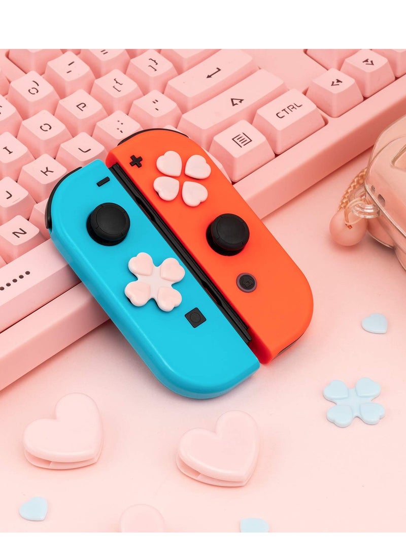 4PCS Heart Joystick Grip Caps for Nintendo Switch/OLED - Pink & Blue Thumb Button Covers for Enhanced Gaming Experience  - Image 4