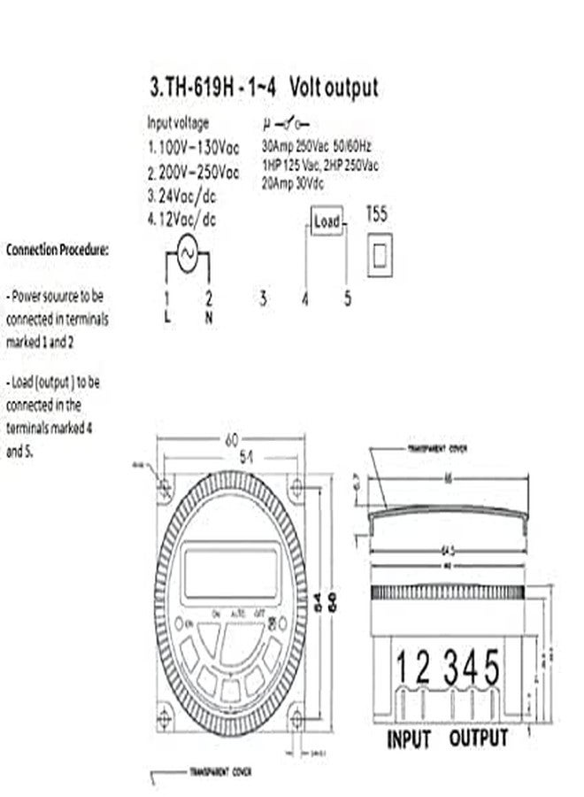 مؤقت رقمي من شركة Pace-Innovations طراز TM-619H-2 ذو 5 دبابيس 30 أمبير، FTS-5/30 للاستخدام الصناعي (2) - Image 3