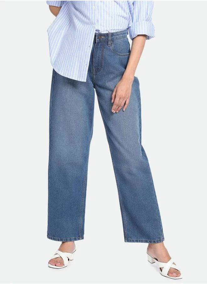 دينيس لينغو Mid Wash Blue Relaxed Fit Jeans