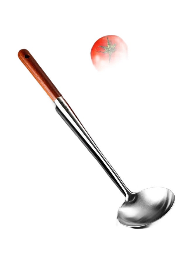 Canjiangjun 304 Stainless Steel Large Soup Ladle, Household Long-Handled Anti-Scalding Heat-Resistant Wok Ladle, Rosewood Handle Soup Ladle, Frying Ladle, Porridge Ladle - Image 2