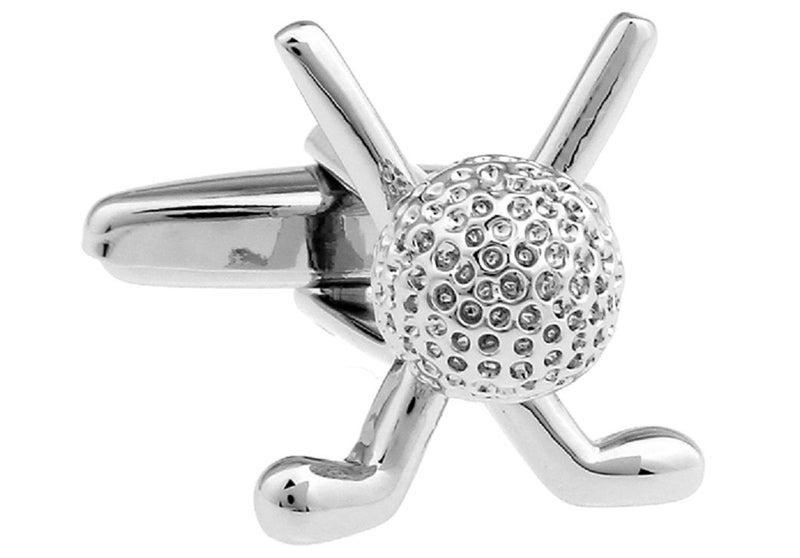 MRCUFF Golf Ball and Clubs Pair Cufflinks in a Presentation Gift Box & Polishing Cloth - Image 1