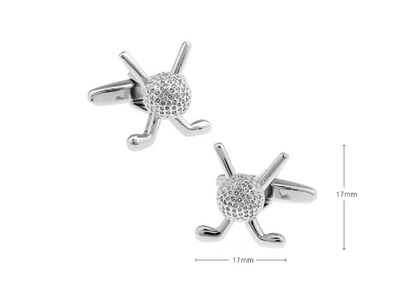 MRCUFF Golf Ball and Clubs Pair Cufflinks in a Presentation Gift Box & Polishing Cloth - Image 2