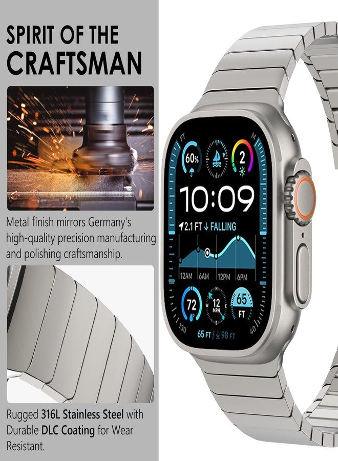 WINGLE Compatible for Apple Watch Band Ultra 2 Band Ultra 49mm 46mm 45mm 44mm 42mm Series 10 9 8 7 for Men, 24mm Wide Stainless Steel Metal Bands for Apple iWatch SE Series 6 5 4 Link, Titanium - Image 3