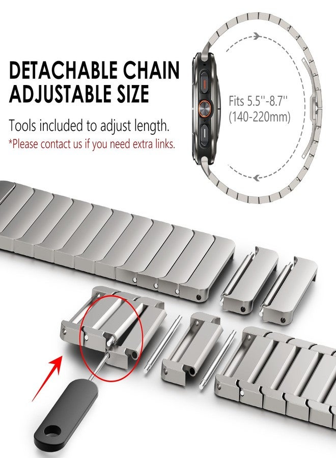 WINGLE Compatible for Apple Watch Band Ultra 2 Band Ultra 49mm 46mm 45mm 44mm 42mm Series 10 9 8 7 for Men, 24mm Wide Stainless Steel Metal Bands for Apple iWatch SE Series 6 5 4 Link, Titanium - Image 5