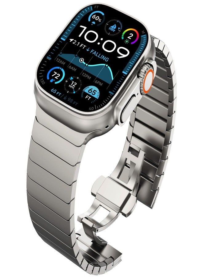 WINGLE Compatible for Apple Watch Band Ultra 2 Band Ultra 49mm 46mm 45mm 44mm 42mm Series 10 9 8 7 for Men, 24mm Wide Stainless Steel Metal Bands for Apple iWatch SE Series 6 5 4 Link, Titanium - Image 1