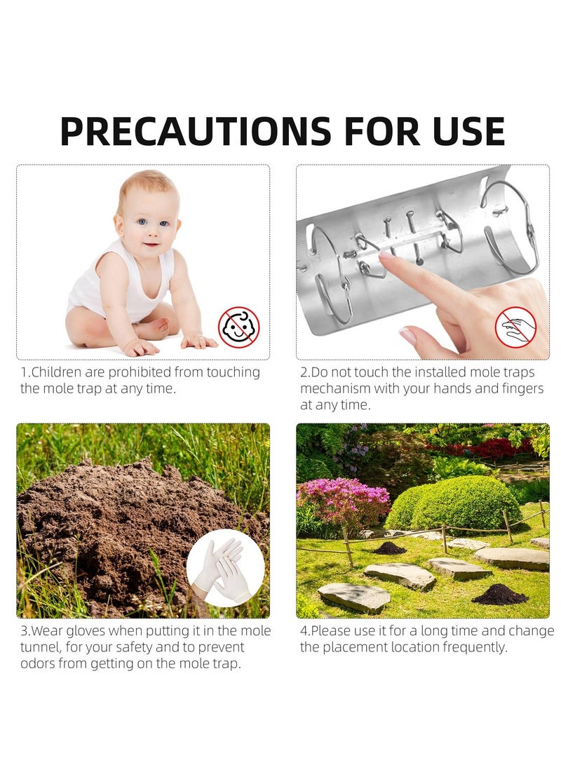 KASTWAVE 2 Pack Tunnel Mole Trap Gopher Trap Metal Tactical Vole Traps Outdoor Reusable Gopher Killer Keep Moles Out of Yard Lawn Garden - Image 4