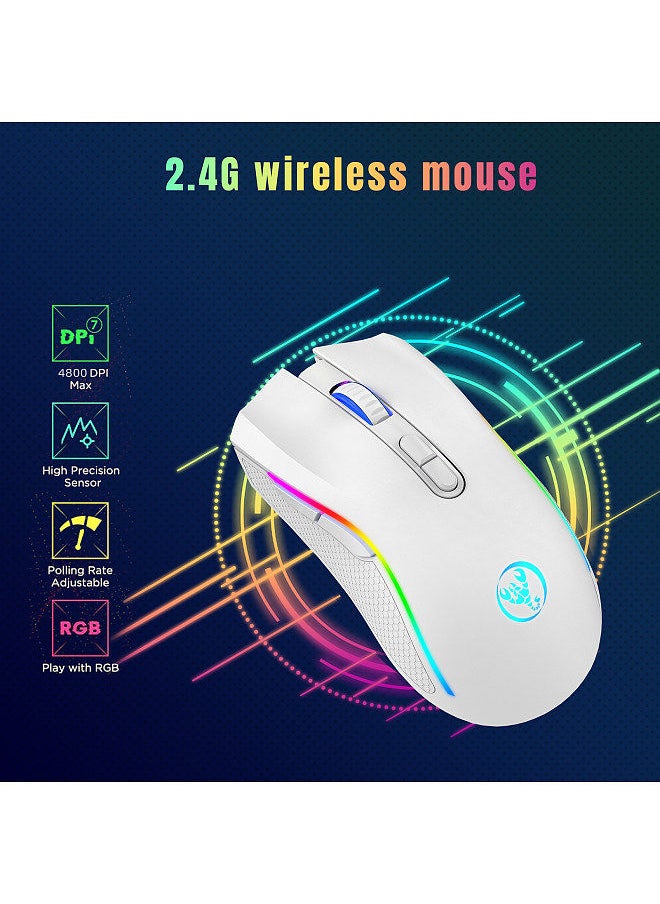 T69 2.4G Wireless Mechanical Mouse RGB Gaming Mouse Ergonomic Design 650mAh Battery Capacity 7 Programmable Buttons 10 Million Keystroke Lifetime 4800DPI