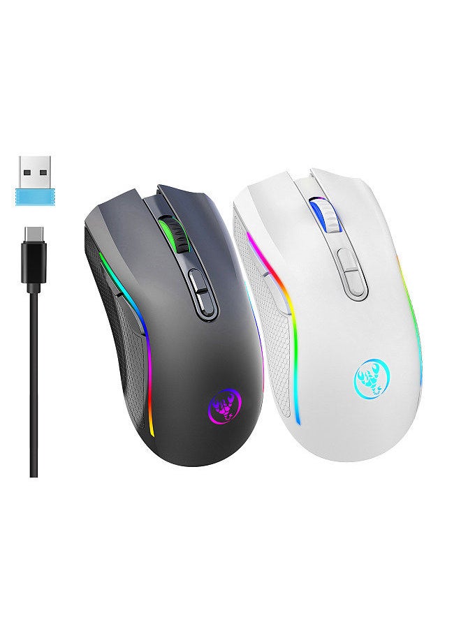 T69 2.4G Wireless Mechanical Mouse RGB Gaming Mouse Ergonomic Design 650mAh Battery Capacity 7 Programmable Buttons 10 Million Keystroke Lifetime 4800DPI