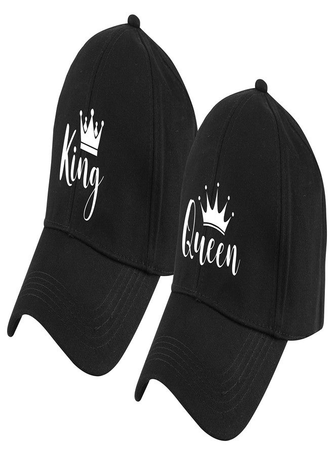AICA King Queen Cotton Cap for Men and Women � Black & Black, Adjustable Strap, Free Size (Pack of 2) - Image 2