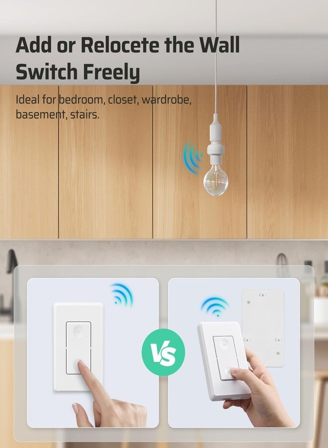 DEWENWILS Remote Control Light Bulb Socket, Wireless Light Switch for Pull Chain Light Fixture, Remote Light Socket E26 E27 Bulb Base with Wall Mounted Wireless Controller, No Wiring, ETL Listed - Image 3