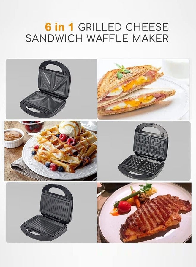 سوكاني السندوتشات,صانعة شطائر متعددة 6 في 1 ، صانعة وافل ، صانعة شواية ، صانعة دونات ، صانعة جوزات ، صانعة بيكت ، 750 واط أسود - Image 4