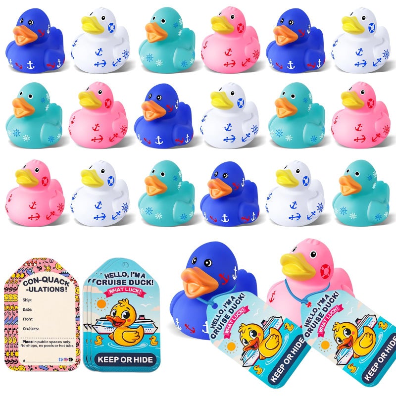 ANGGIKO 60 Pack Cruise Rubber Duck Kits Includes 20 Pcs Ducks Tags and Rubber Bands Cruise Ships Hiding Ducks Easter Basket Stuffers for Kids Party Favors Holiday Carnival Rewards Bath Beach Pool Toys - Image 3