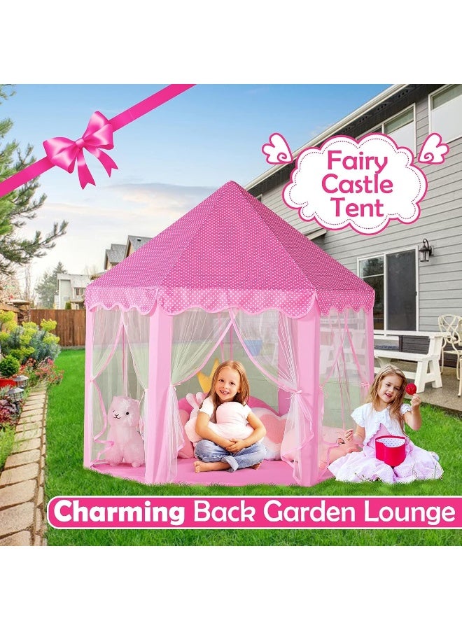 MOMENT Princess Castle Play Tent For Girls Large Kids Play Tents Hexagon Playhouse With Star Lights Toys - Image 3