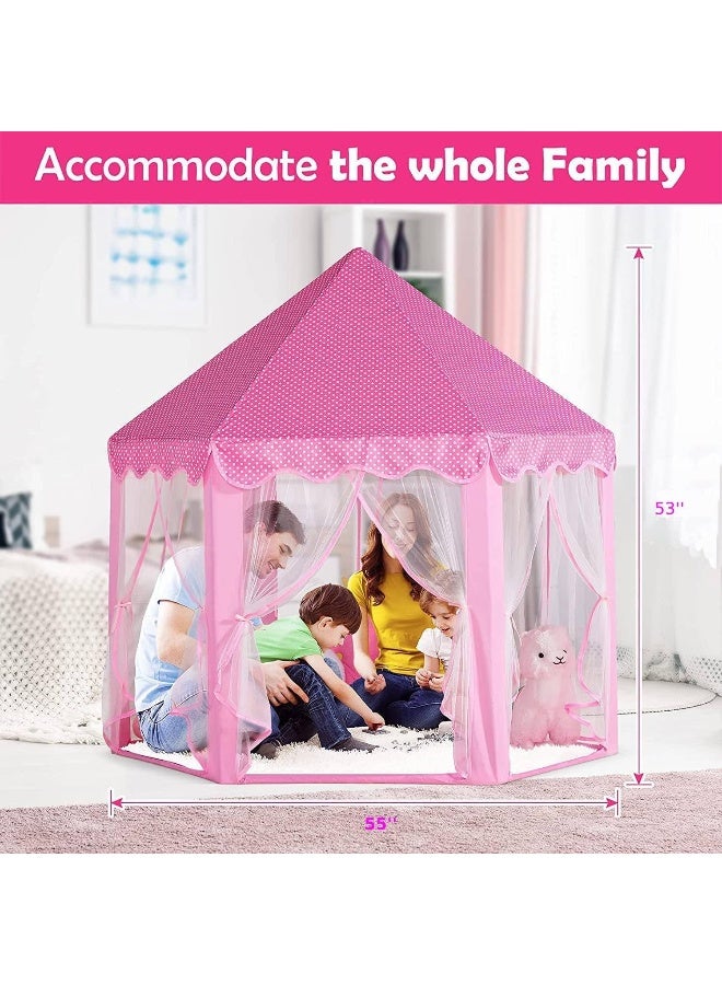 MOMENT Princess Castle Play Tent For Girls Large Kids Play Tents Hexagon Playhouse With Star Lights Toys - Image 5