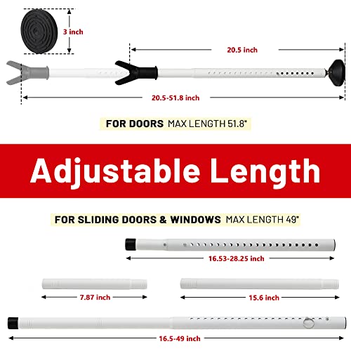 Keplrend Door Security Bar, Heavy Duty Metal Door Stopper Security, 2 in 1 Adjustable Door Jammer 18-51 Inch for Hinged & Sliding Glass Doors, Non-Slip Base for Apartment Home Travel Hotel Dorm - Image 4