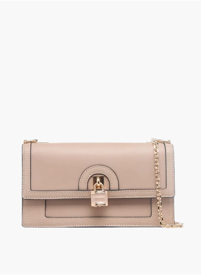 سيليست Womens Lock Detail Crossbody Bag With Button Closure And Chain Strap