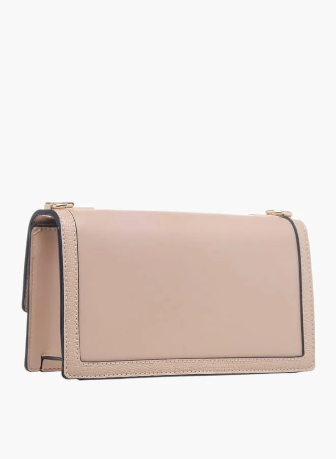 Celeste Womens Lock Detail Crossbody Bag With Button Closure And Chain Strap