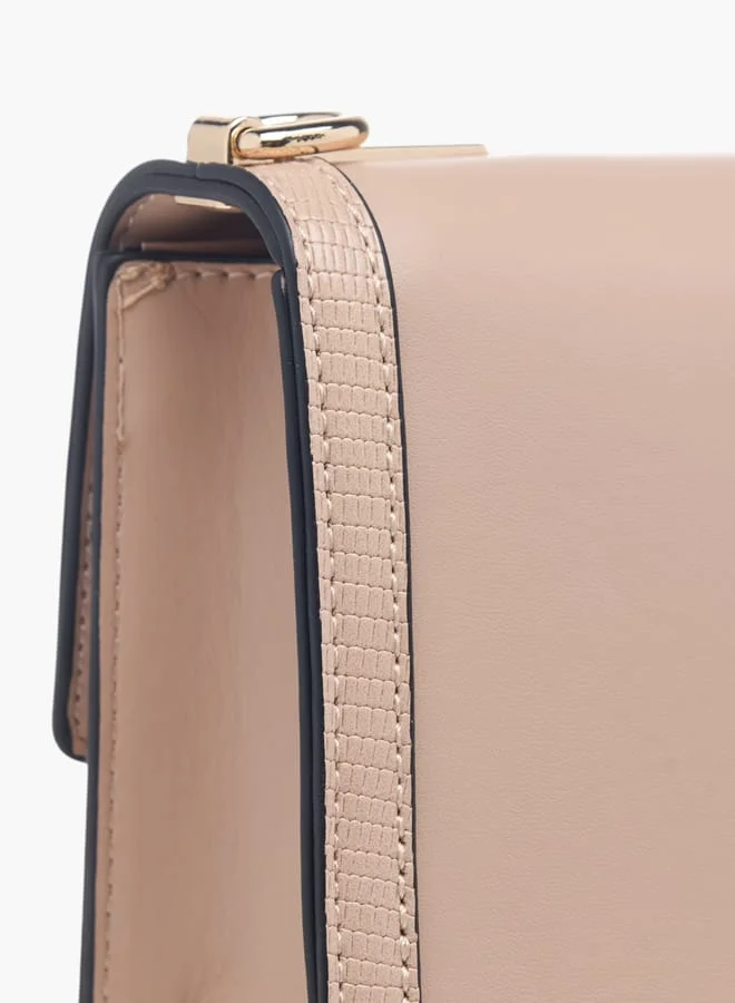 Celeste Womens Lock Detail Crossbody Bag With Button Closure And Chain Strap