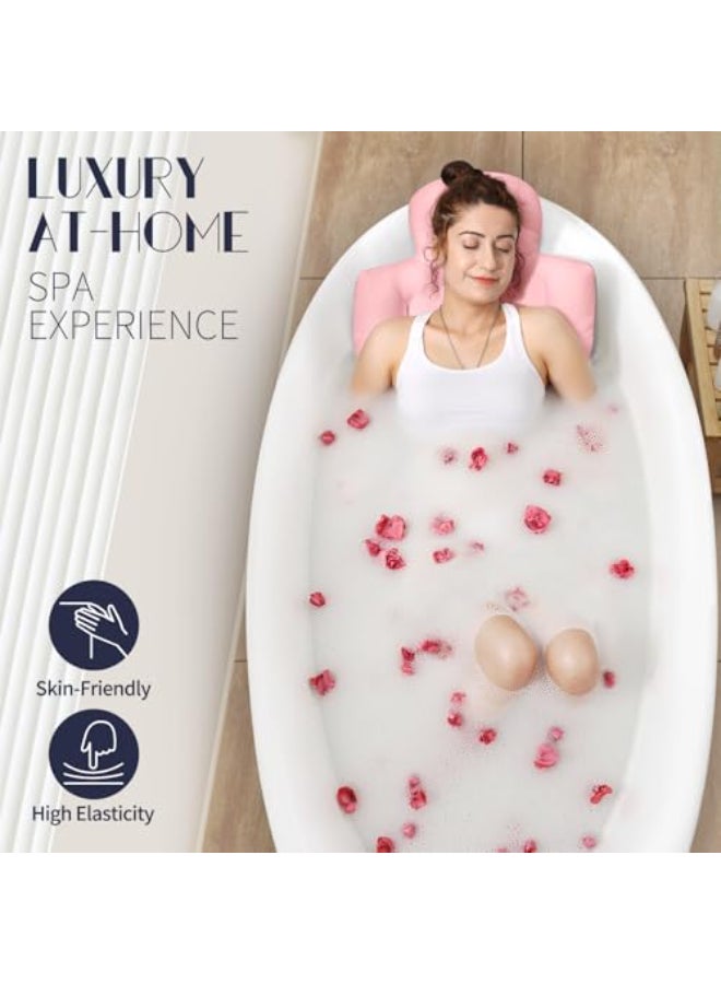 VOXOR Full Body Bath Pillow for Bathtub Thick Bathtub Cushion with Laundry Bag Luxury Tub Pillow for Bath for Headrest Neck and Back Support Pink 51 x 16 - Image 3