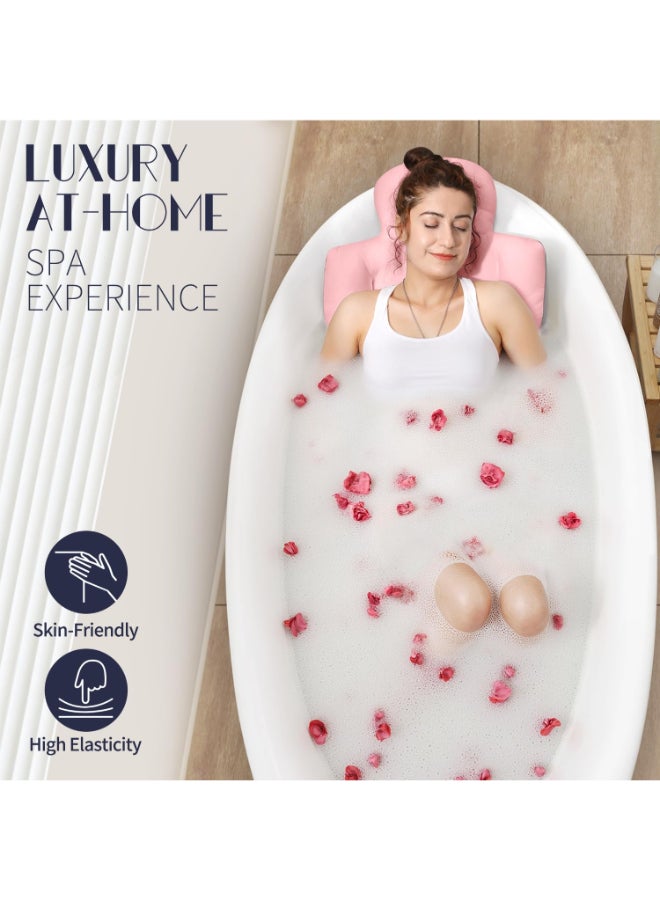 VOXOR Full Body Bath Pillow for Bathtub Thick Bathtub Cushion with Laundry Bag Luxury Tub Pillow for Bath for Headrest Neck and Back Support Pink 51 x 16 - Image 4