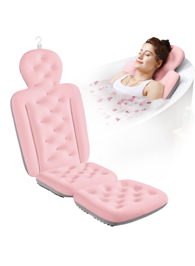 VOXOR Full Body Bath Pillow for Bathtub Thick Bathtub Cushion with Laundry Bag Luxury Tub Pillow for Bath for Headrest Neck and Back Support Pink 51 x 16 - Image 2