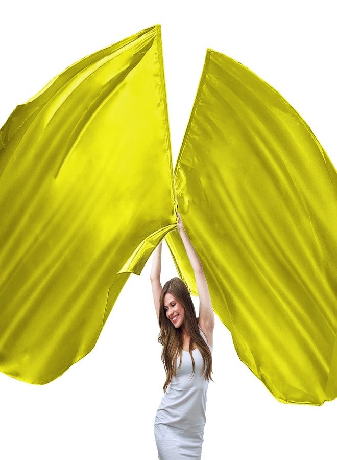 WEISIPU 2 Set 55" Worship Flags for Dance Praise Dance Flags with Scalable Rods - Praise Flag for Dance Church Practice Performance (Gold) - Image 1