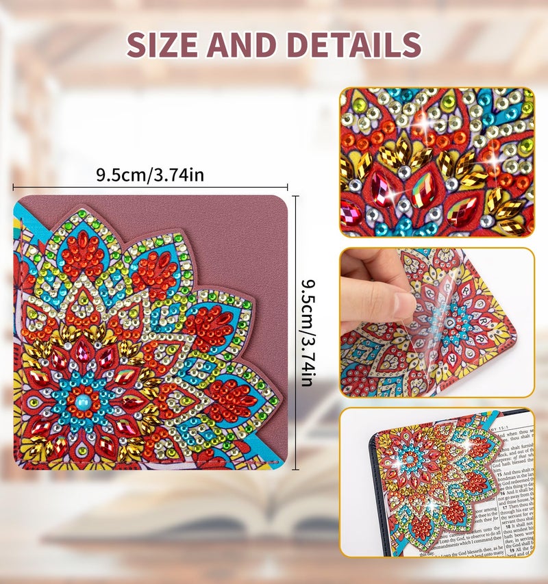 ALKALO 8 PCS Diamond Art Bookmarks, Diamond Painting Bookmarks for Book Lovers 5D DIY Corner Bookmark Adults Crafts Diamond Art Kits for Adults Kids Home Office Beginner Gift - Image 3