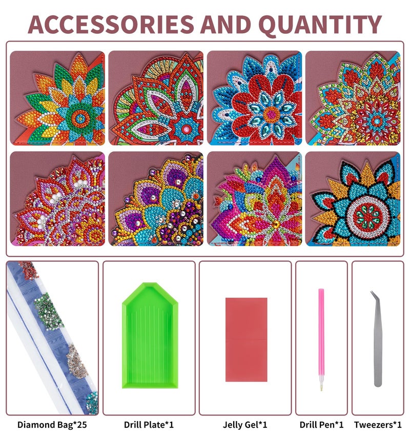 ALKALO 8 PCS Diamond Art Bookmarks, Diamond Painting Bookmarks for Book Lovers 5D DIY Corner Bookmark Adults Crafts Diamond Art Kits for Adults Kids Home Office Beginner Gift - Image 4