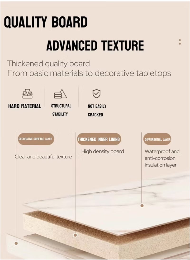 Toshionics - 2 Piece of Modern Luxurious Round Nesting Coffee Table Set White Faux Marble MDF Top with Sturdy Black Metal Frame Nordic Minimalist Space-Saving Stackable Design Elegant Center Table for Living Room Small Apartments Balcony Office Hotel Spa and Salon Reception Lounge Easy to Assemble - Image 1