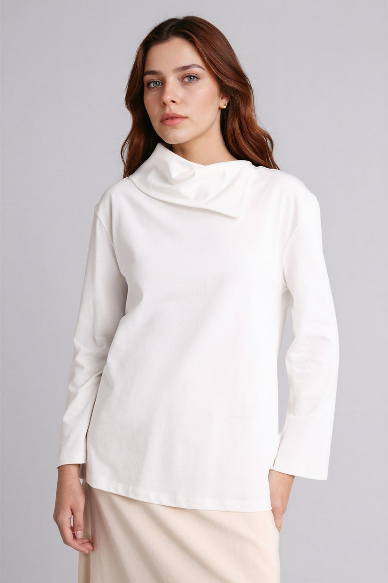 DeFacto White Woman Regular Fit Long Sleeve Tunic Casual - Image 3