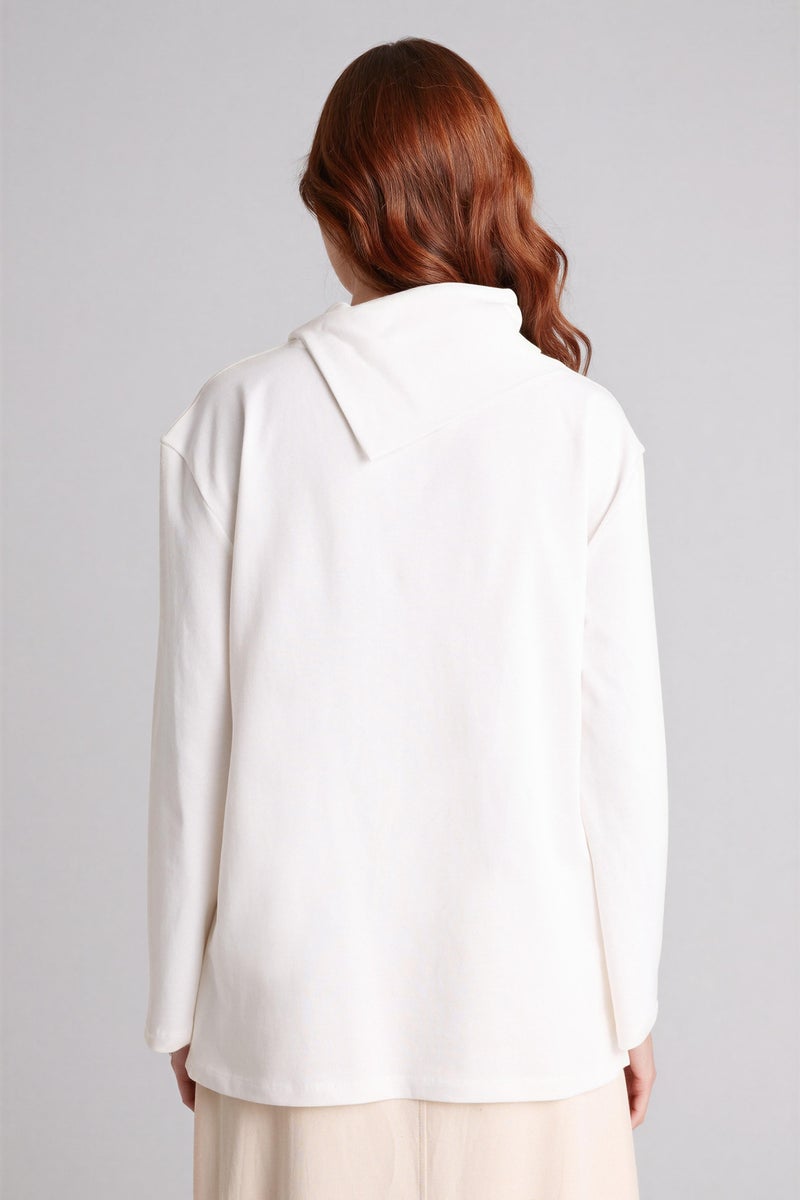 DeFacto White Woman Regular Fit Long Sleeve Tunic Casual - Image 5