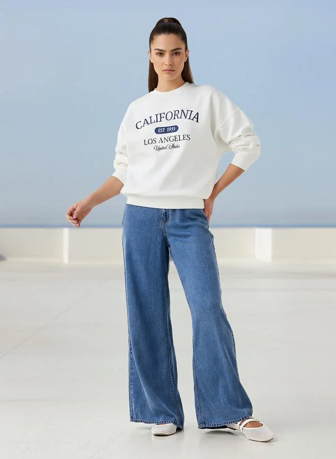 Splash FAV Regular Fit Sweatshirt with Typographic Print