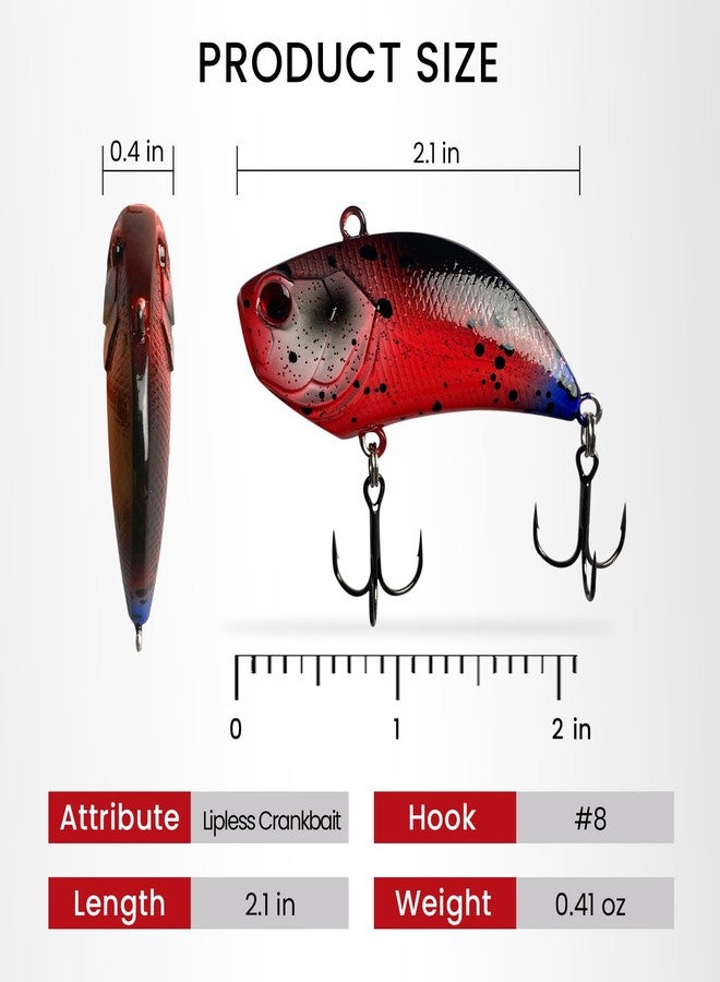 Pristis 3 pcs Lipless Crankbait for Bass Fishing, Mini Sinking Crank Bait with Vibrant Coating & Treble Hooks for Freshwater Saltwater, Jig Head Rattle Trap Lure Set for Perch Trout Walleye Crappie - Image 4