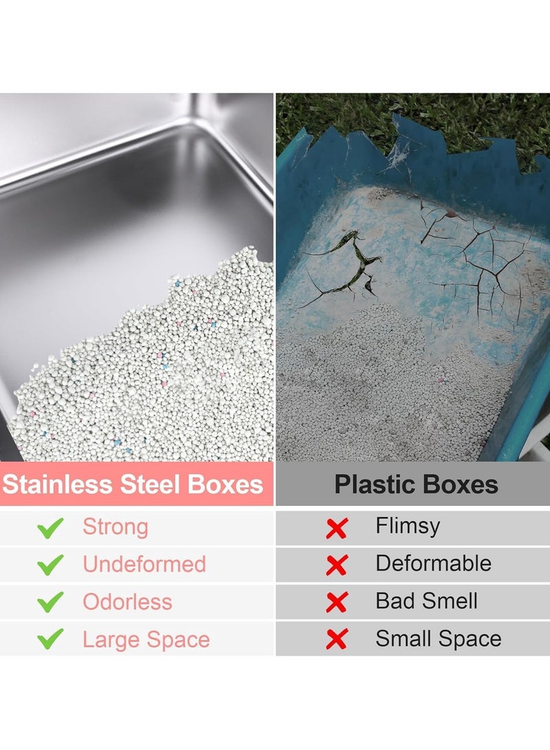 Generic - Stainless Steel Cat Litter Box High Side Cats Toilet Kitten Litter Pan, Pet Cleaning Tool for Big and Small Cats, Rabbits, Splash-Proof and Non-Stick Cat Poop Box odorless 52.9*32.7*15cm - Image 1