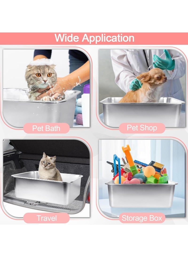 Generic - Stainless Steel Cat Litter Box High Side Cats Toilet Kitten Litter Pan, Pet Cleaning Tool for Big and Small Cats, Rabbits, Splash-Proof and Non-Stick Cat Poop Box odorless 52.9*32.7*15cm - Image 1