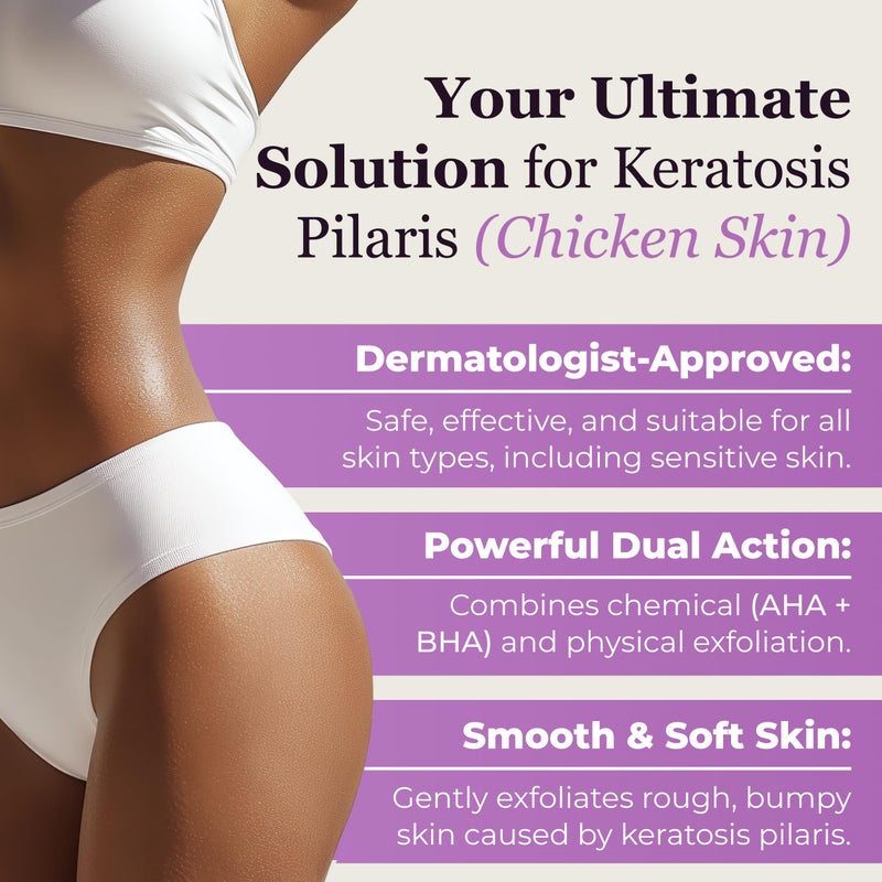 DERMAdoctor KP Duty Body Scrub Dermatologist Formulated Exfoliant for Keratosis Pilaris and Dry, Rough, Bumpy Skin with 10% AHAs + PHAs, 8 fl oz - Image 2