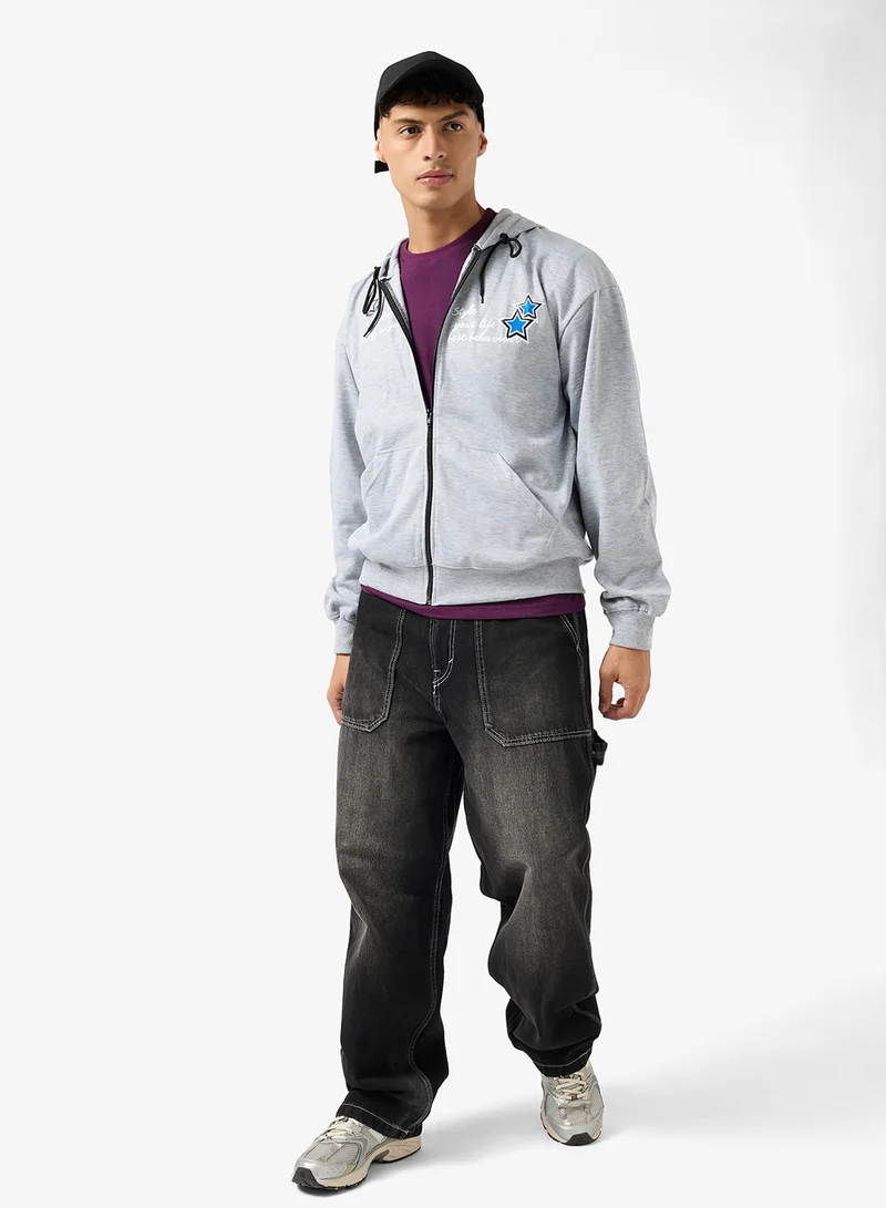 Seventy Five Oversized Graphic Zipped Hoodie
