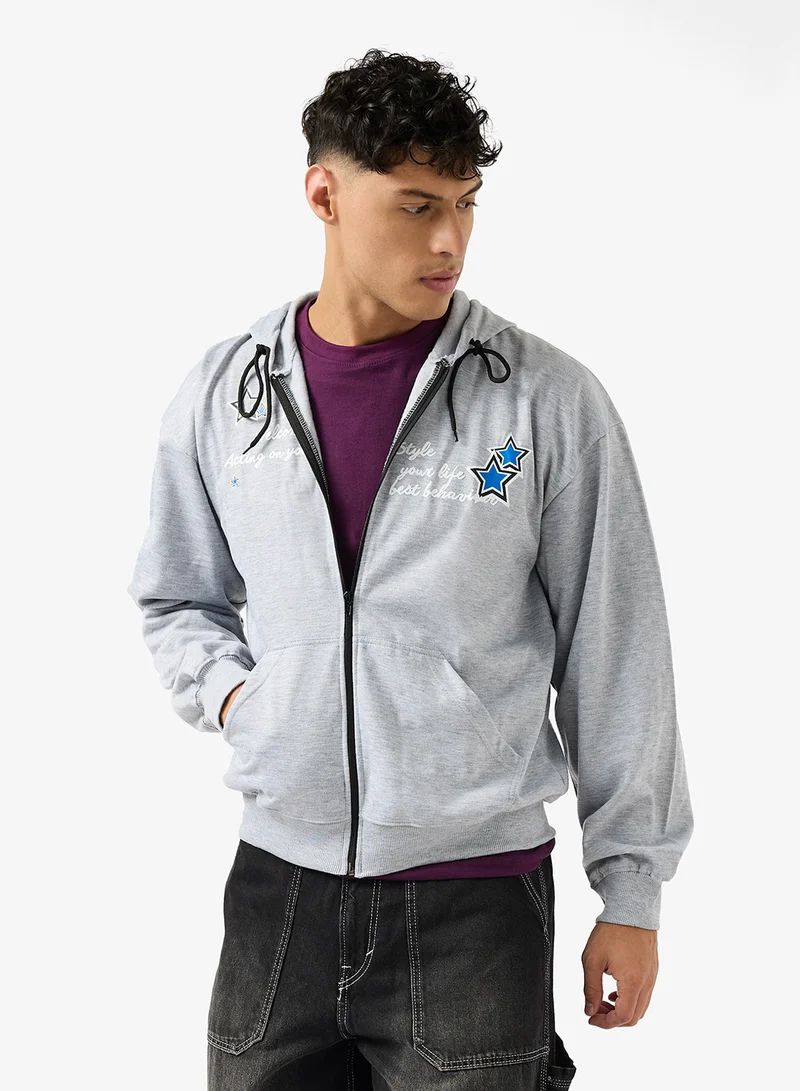 سفنتي فايف Oversized Graphic Zipped Hoodie
