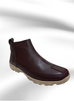 Meto Brown Chelsea boots without laces made of genuine natural leather and a toe sole  - Image 1