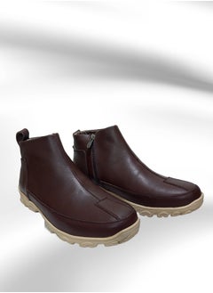Meto Brown Chelsea boots without laces made of genuine natural leather and a toe sole  - Image 3