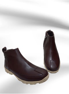 Meto Brown Chelsea boots without laces made of genuine natural leather and a toe sole  - Image 4