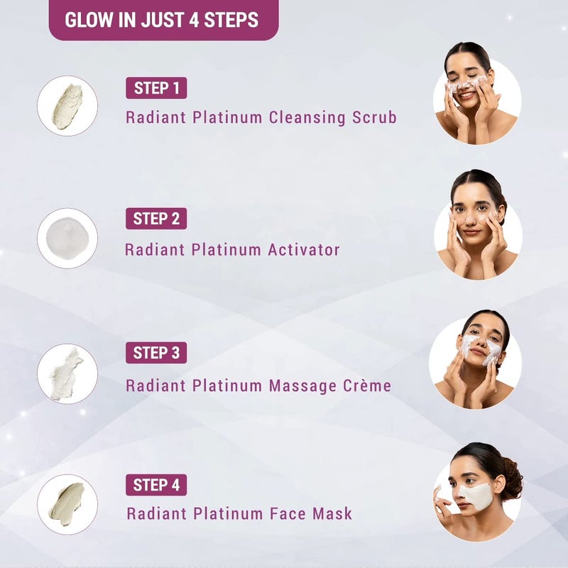 LOTUS HERBALS Lotus Herbals Radiant Platinum Cellular AntiAgeing Facial Kit 5 in 1 Pack  170g  - Image 3