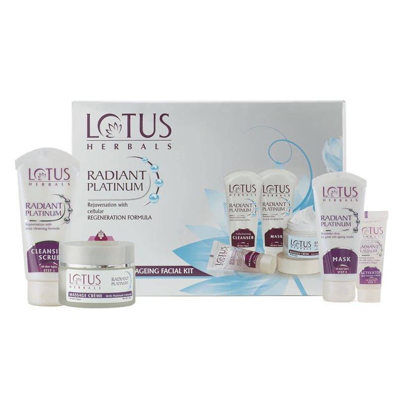 LOTUS HERBALS Lotus Herbals Radiant Platinum Cellular AntiAgeing Facial Kit 5 in 1 Pack  170g  - Image 1