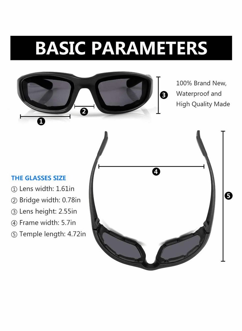 Motorcycle Riding Glasses 3 Pair Padding Goggles UV Protection Dustproof Windproof Motorcycle Sunglasses Outdoor Cycling Glasses Desert Dust Mirror Cycling Mirror Sports Glasses Foam Glasses - Image 4