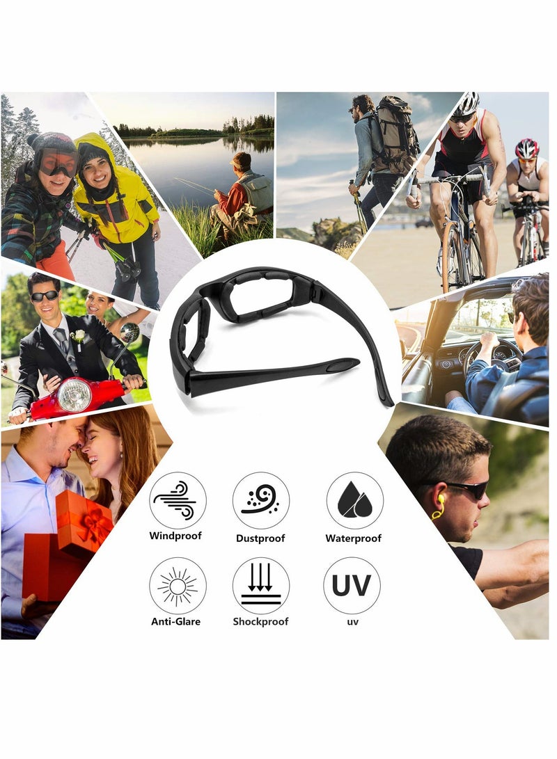 Motorcycle Riding Glasses 3 Pair Padding Goggles UV Protection Dustproof Windproof Motorcycle Sunglasses Outdoor Cycling Glasses Desert Dust Mirror Cycling Mirror Sports Glasses Foam Glasses - Image 2
